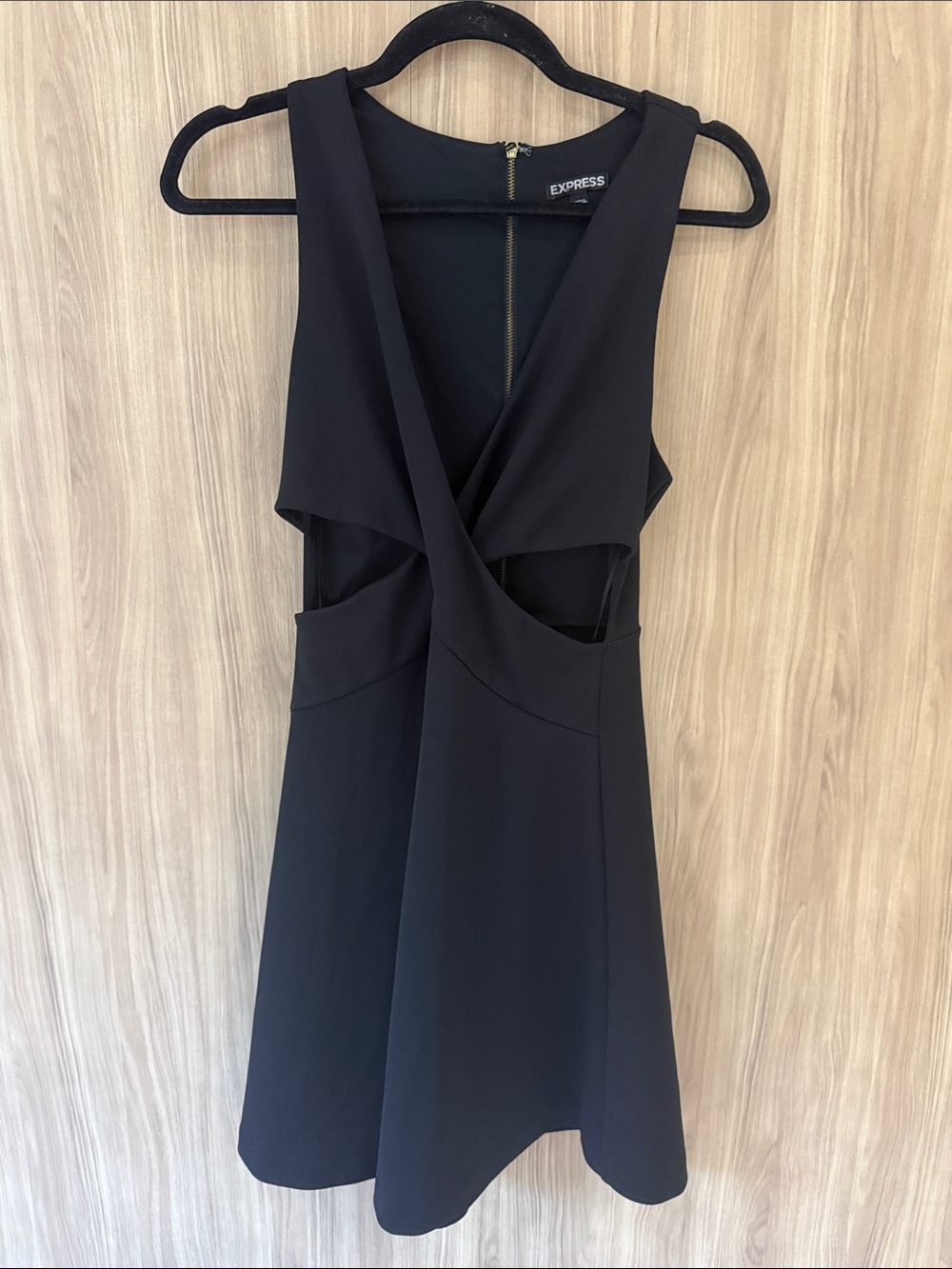 Express Black Sleeveless Cutout A-Line Mini Dress